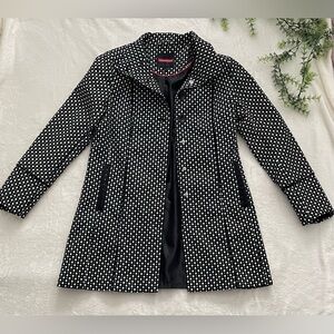 Elegant Black and White Patterned Trench Coat